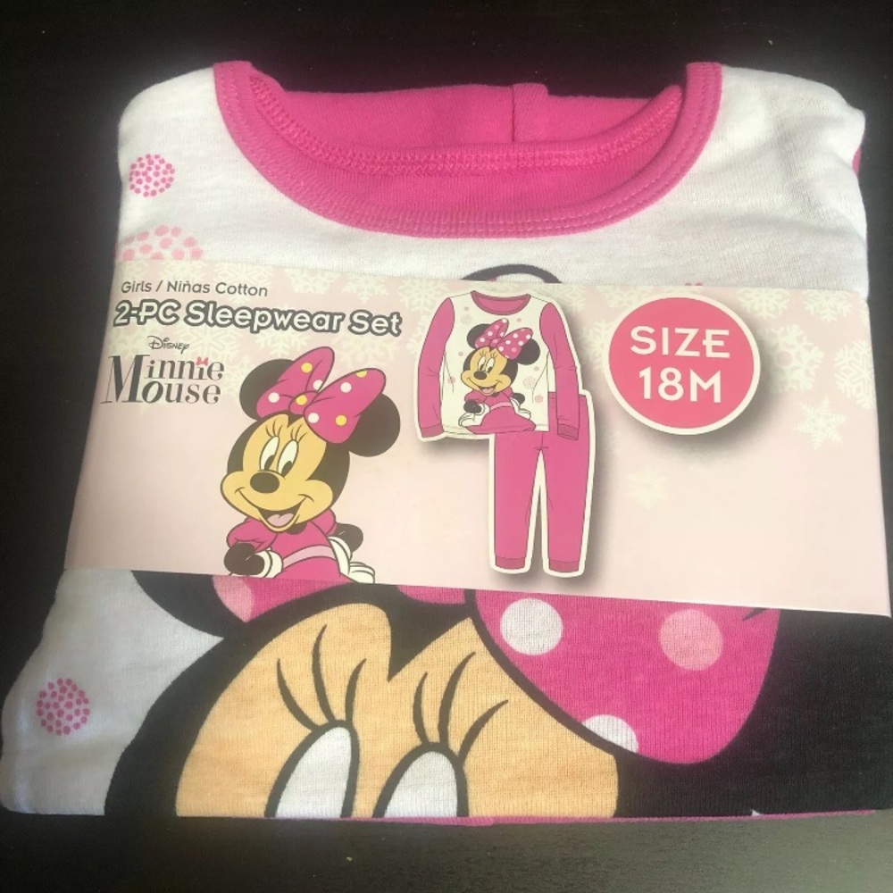 New Girls  Minnie Mouse 2 Piece Pajama Set PJ Sleepwear 18m Long Sleeve Cotton